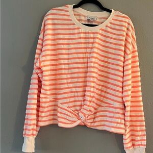 Universal Thread Pink and White Striped Long Sleeve Top